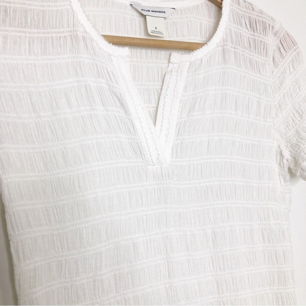 Club Monaco white smocked, bodice fully lined dress - Picture 4 of 10